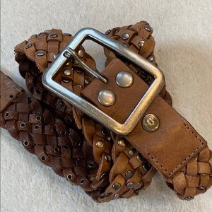 Buckle brand Brown studded Leather Braided Belt Sz S